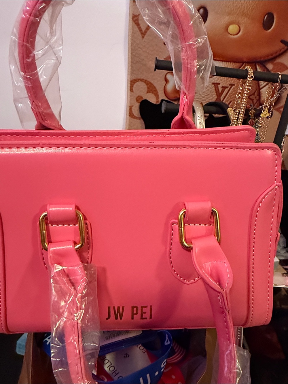 JW PEI Hot Pink Mini Satchel with Gold Hardware